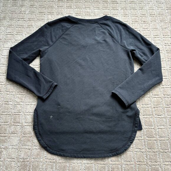 Lululemon V-neck Pullover Striped Long Sleeve Top Black Size Small 4/6 - Picture 5 of 8